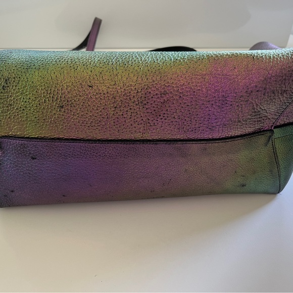 Coach Multicolor Iridescent Holographic Tote Bag Good Shape Purple Silver Flaws - Picture 7 of 16
